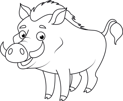 Cute Warthog Coloring Page